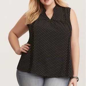 Torrid Black and White Printed Crochet Inset Tank